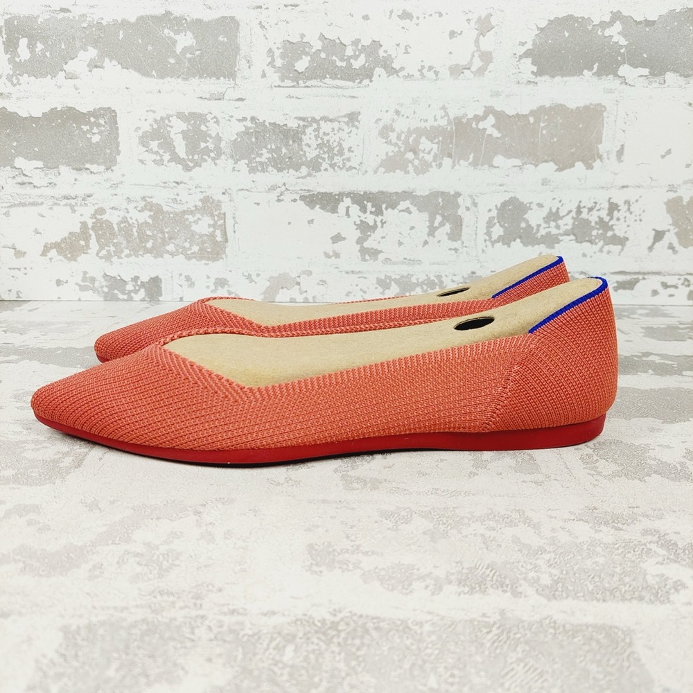 NEW Rothy's The Flat Orange Knit Pointy Toe Slip On Comfy Loafers E882